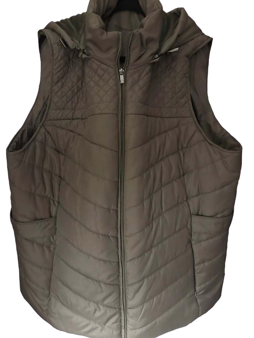 Liz Claiborne Puffer Vest Size 3X Brown Quilted Hooded